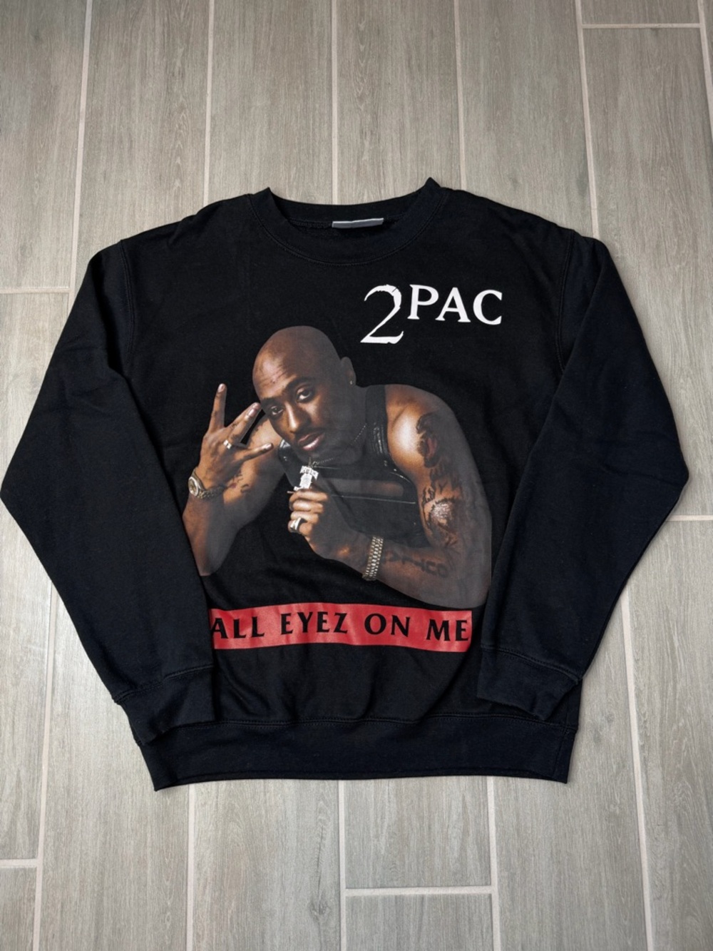 2Pac All Eyes On Me Black Crewneck Sweatshirt Mens Size Small